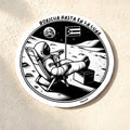 Chévere sticker: Astronaut relaxing on the moon with Puerto Rican flag and text "Boricua Hasta En La Luna".