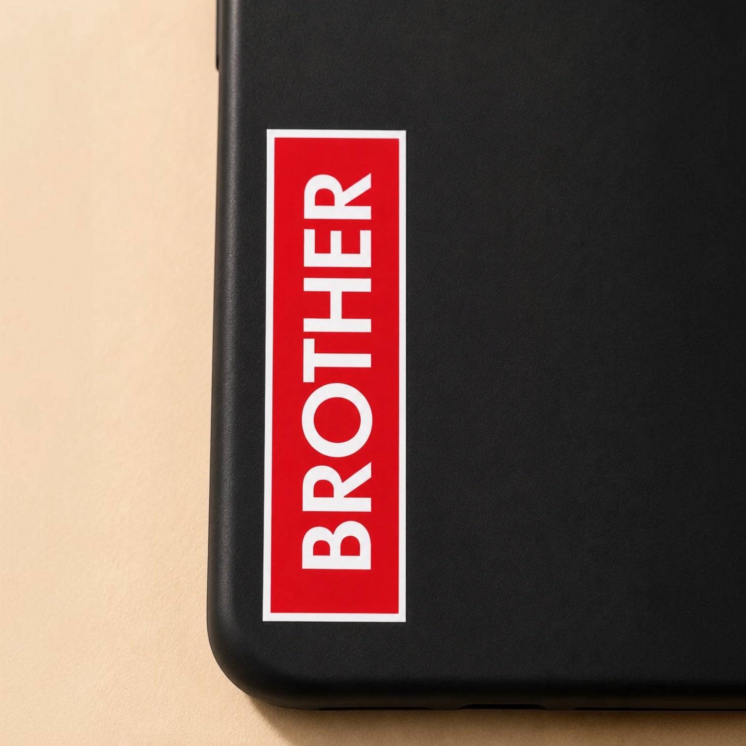Chévereh "BROTHER" vinyl sticker in red and white. Waterproof, glossy finish. Approx. 2.9" W x 1" H.