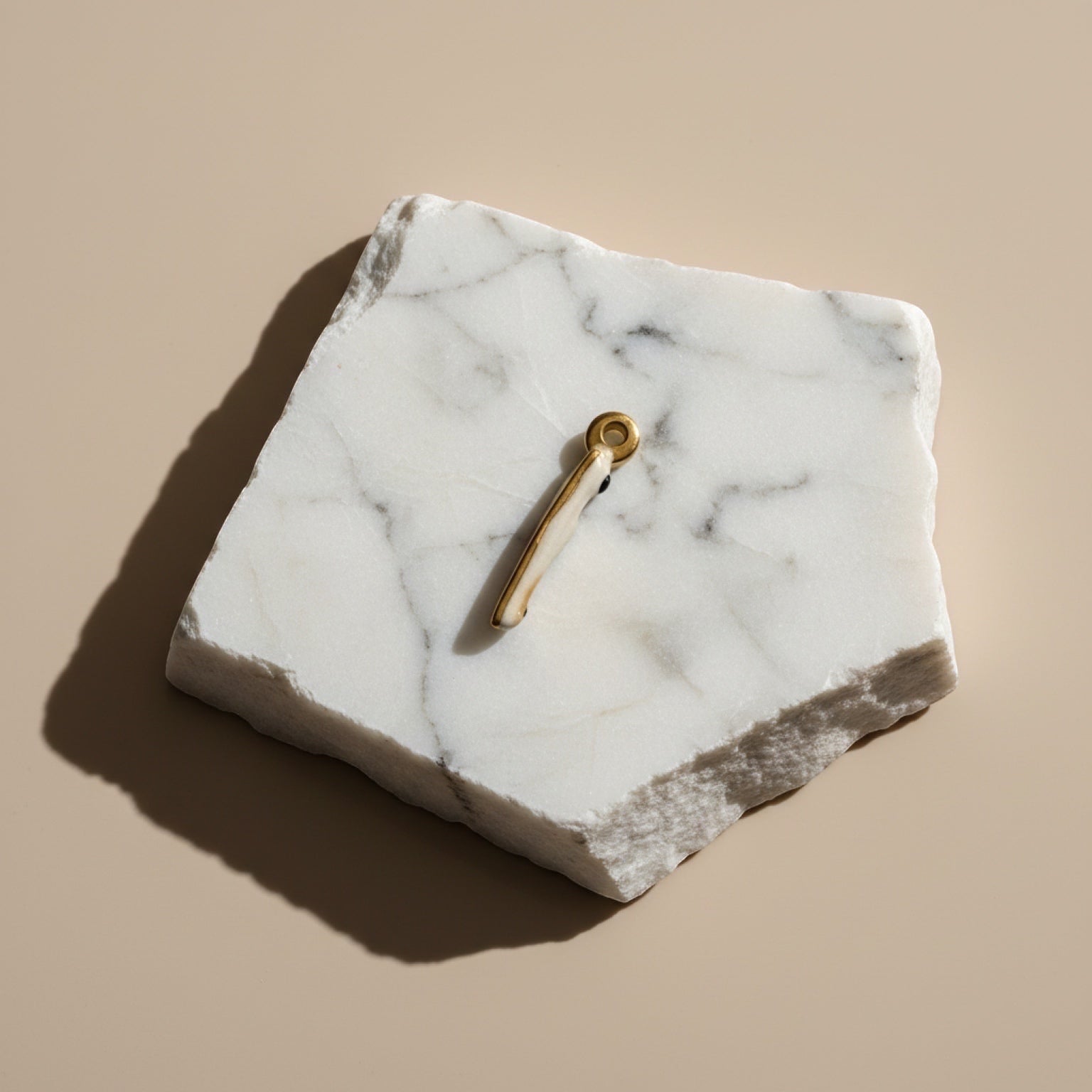 Chévereh gold and white stainless steel domino charm with loop for jewelry making.