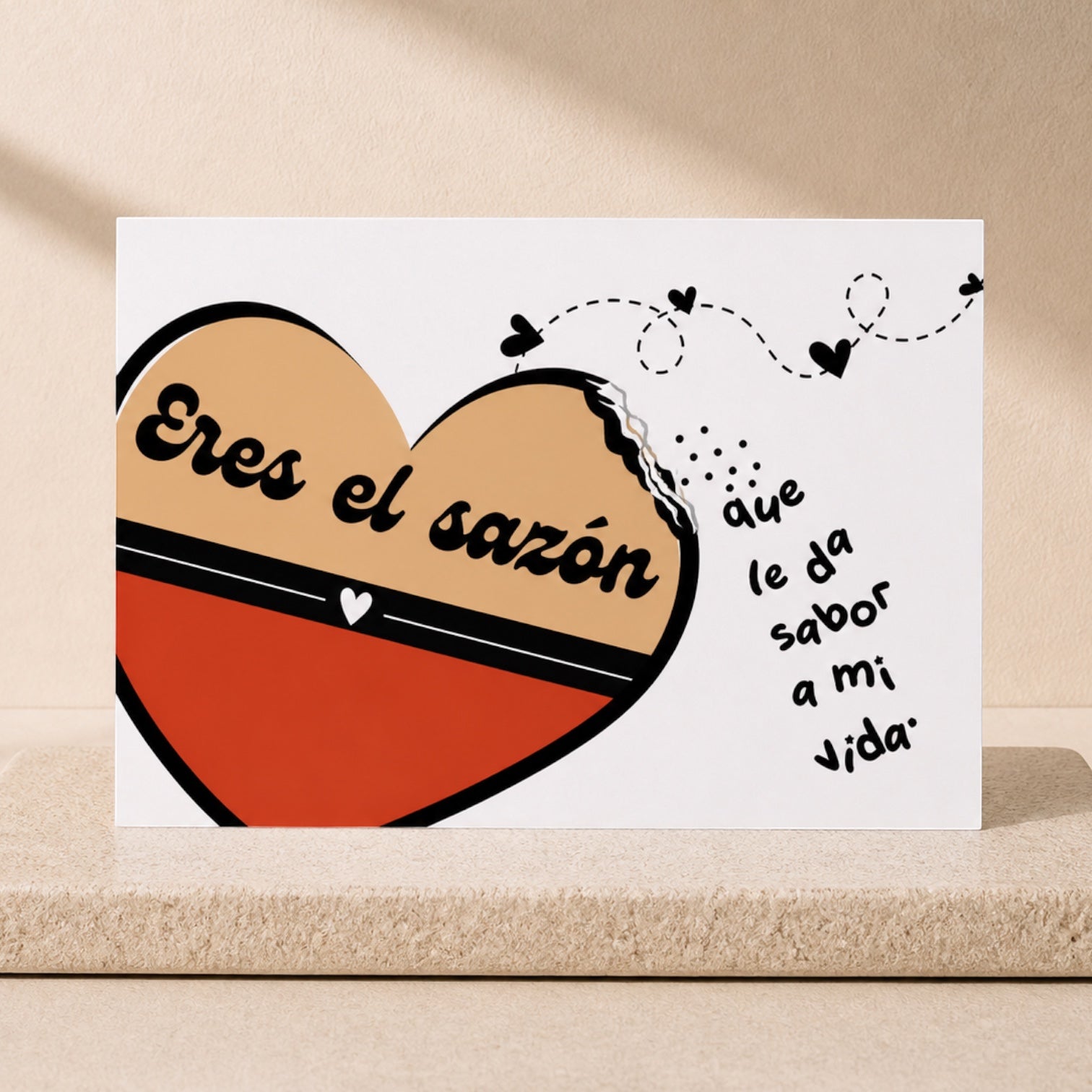 Chévereh Eres el Sazón postcard featuring a heart illustration with Spanish text, perfect for expressing love.