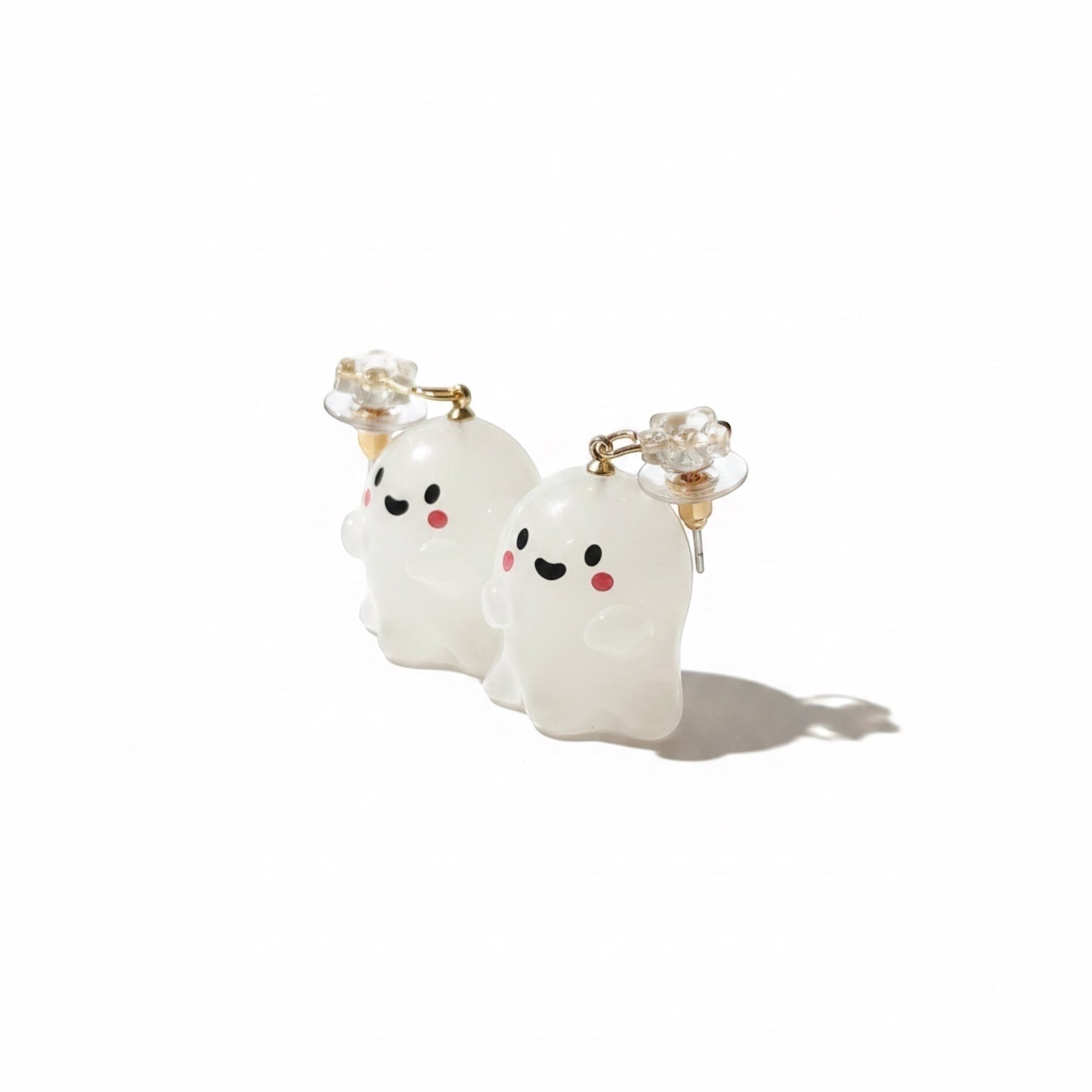 Chévereh Ghost and Pumpkin Earrings with cute faces and blush cheeks, perfect for Halloween.