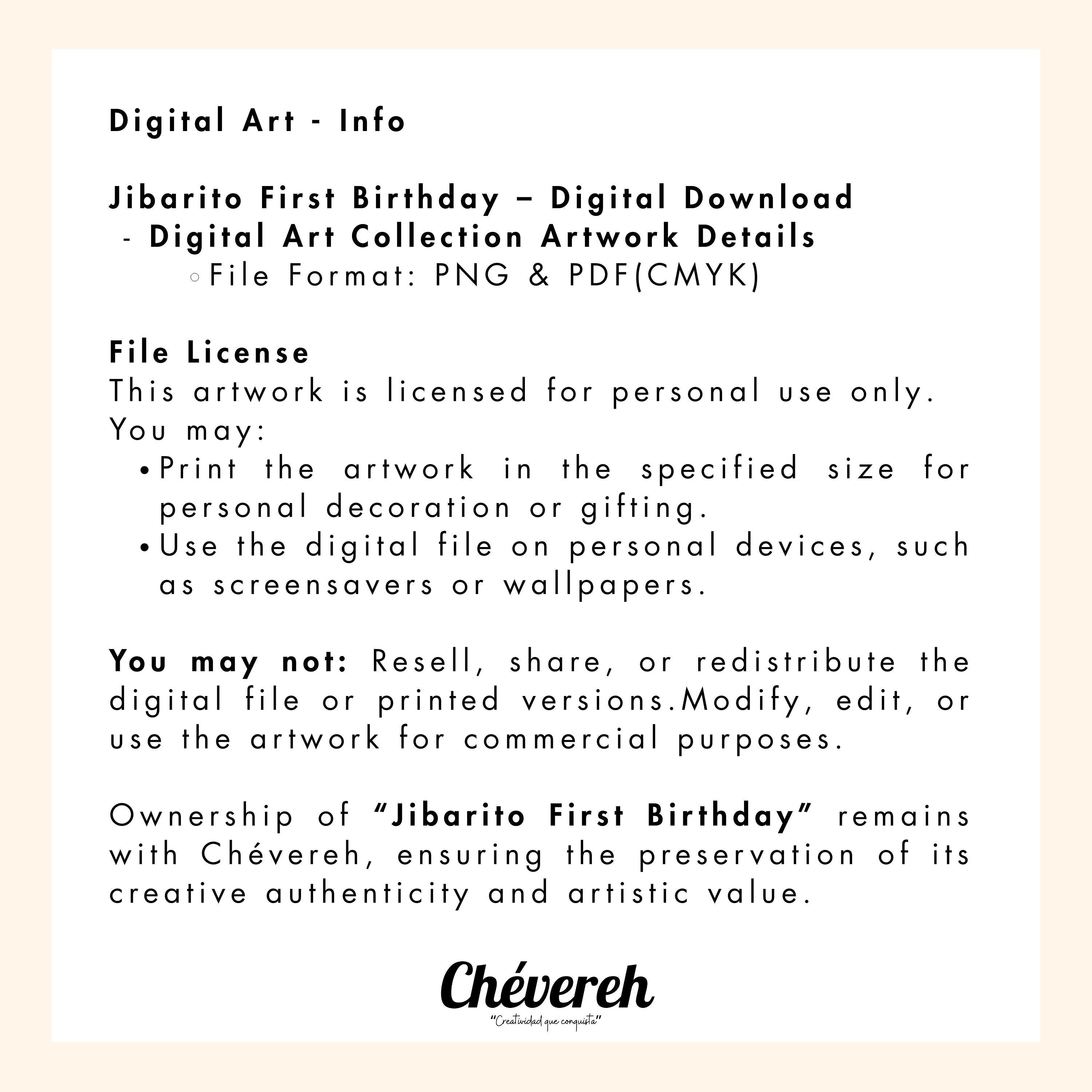 Chévereh Jibarito first birthday digital invitation bundle with tropical art and child in traditional attire.