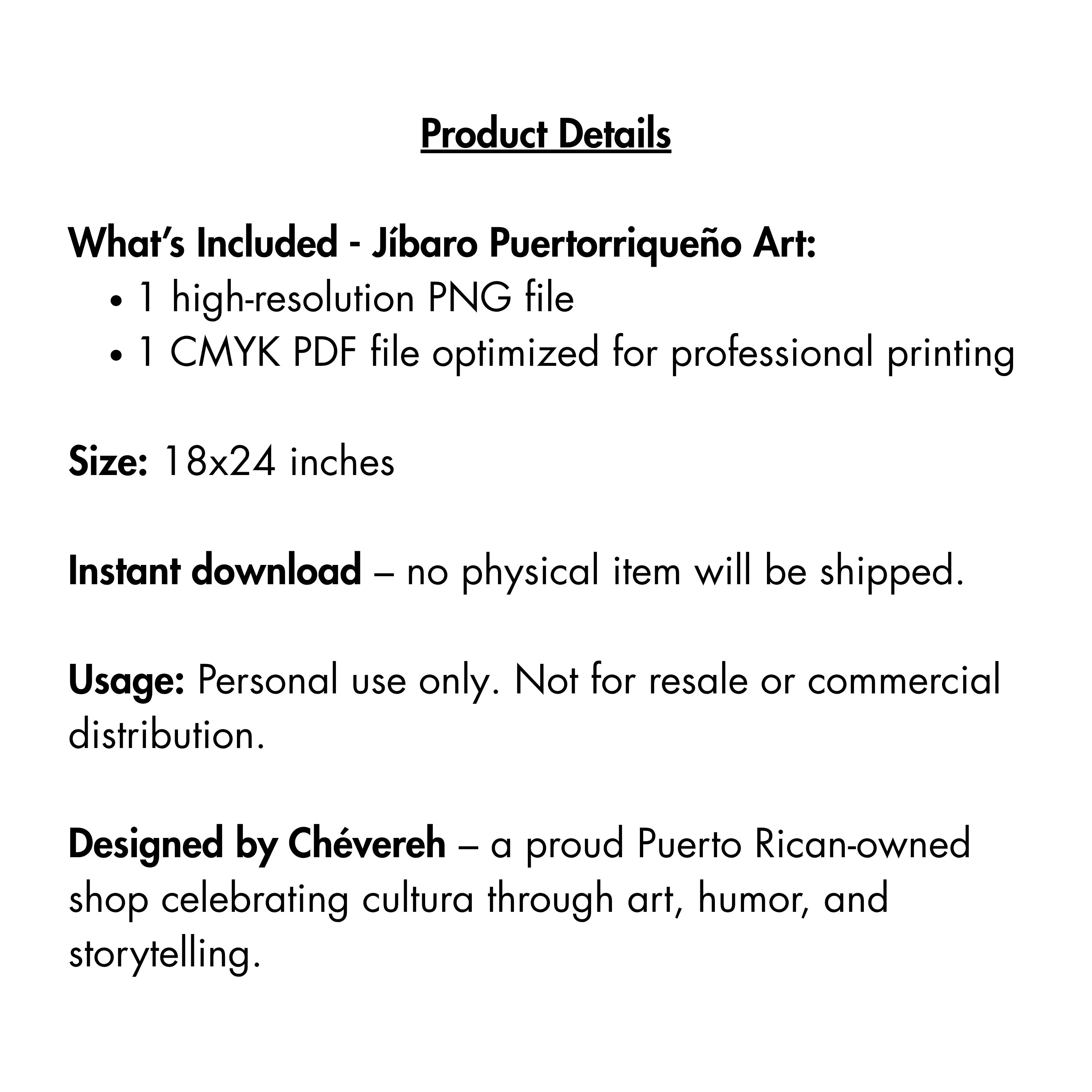 Chévereh Jíbaro Puertorriqueño black and white digital art print featuring a jíbaro with a flag and hibiscus.
