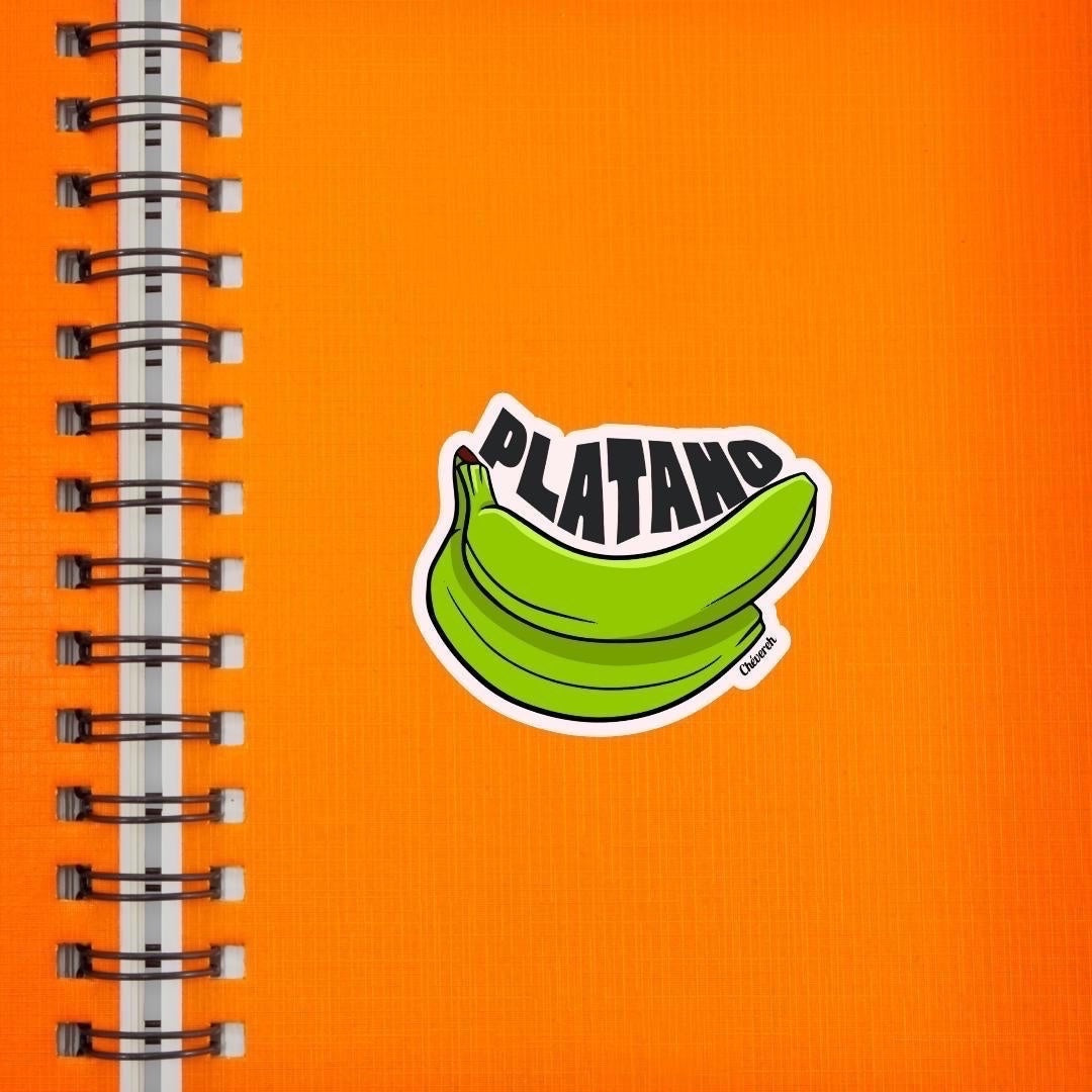 Chévereh Plátano sticker featuring two green plantains with the word PLÁTANO in black letters above.