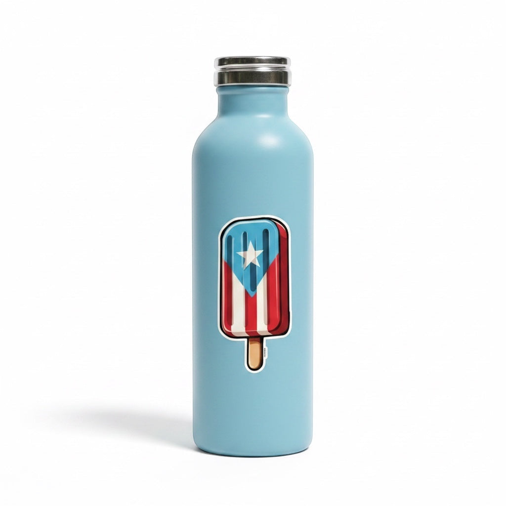 Chévereh Puerto Rico Paleta Flag Vinyl Sticker, waterproof, glossy finish, red, white, blue stripes, white star.