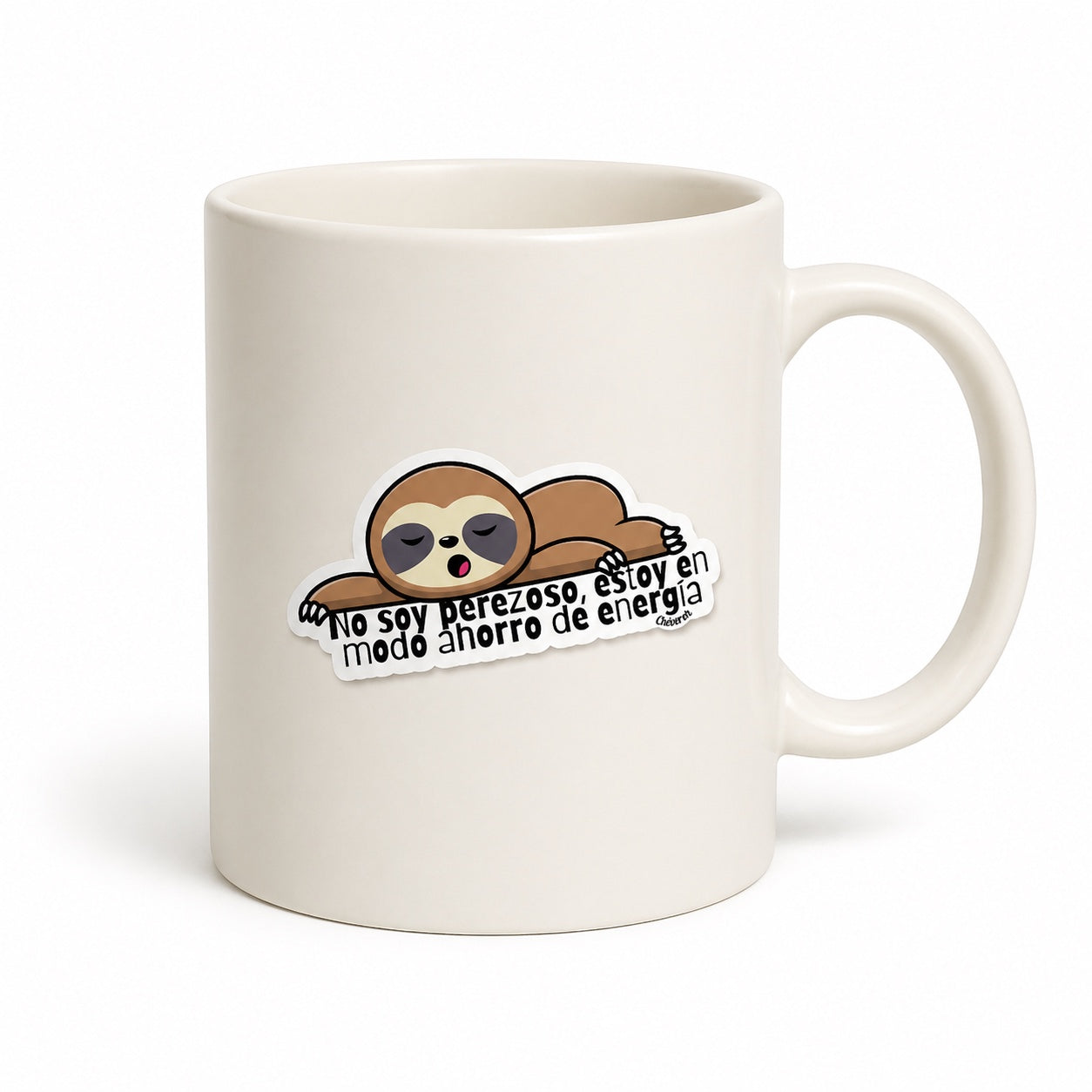 Chévereh No Soy Perezoso vinyl sticker featuring a cute sloth sleeping with text in Spanish. Waterproof, glossy finish.