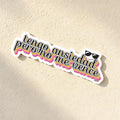 Chévereh Tengo Ansiedad vinyl sticker with pink and yellow gradient text and sunglasses, waterproof glossy finish.