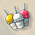 Chévereh parcha, coco, and acerola ice cream cups vinyl sticker. Waterproof, glossy finish.