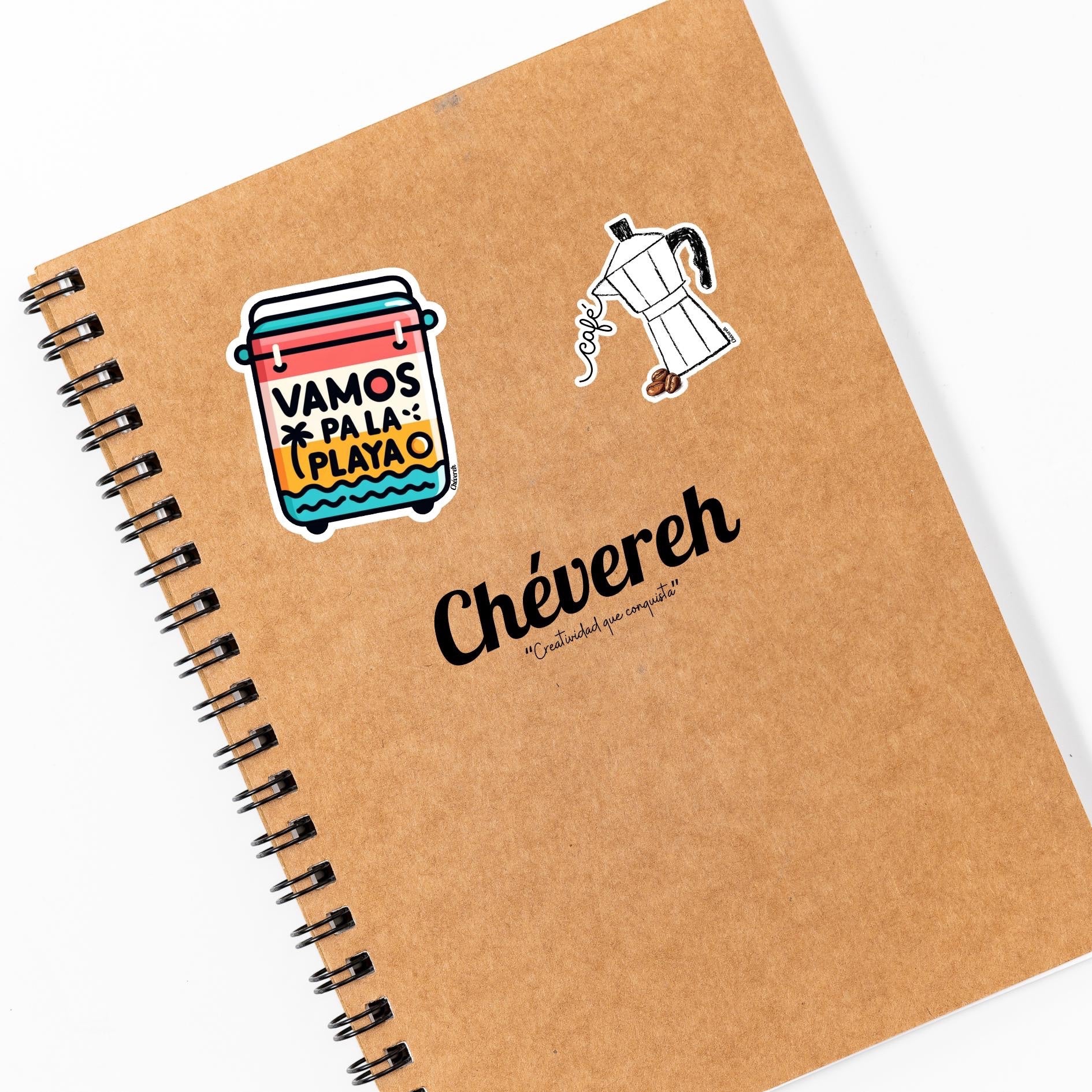 Chévereh waterproof vinyl sticker of a colorful cooler with "Vamos Pa La Playa" and a palm tree.
