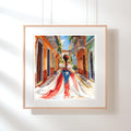 Puerto Rican Girl Art Print  Old San Juan, Flag Dress (PNG & PDF)