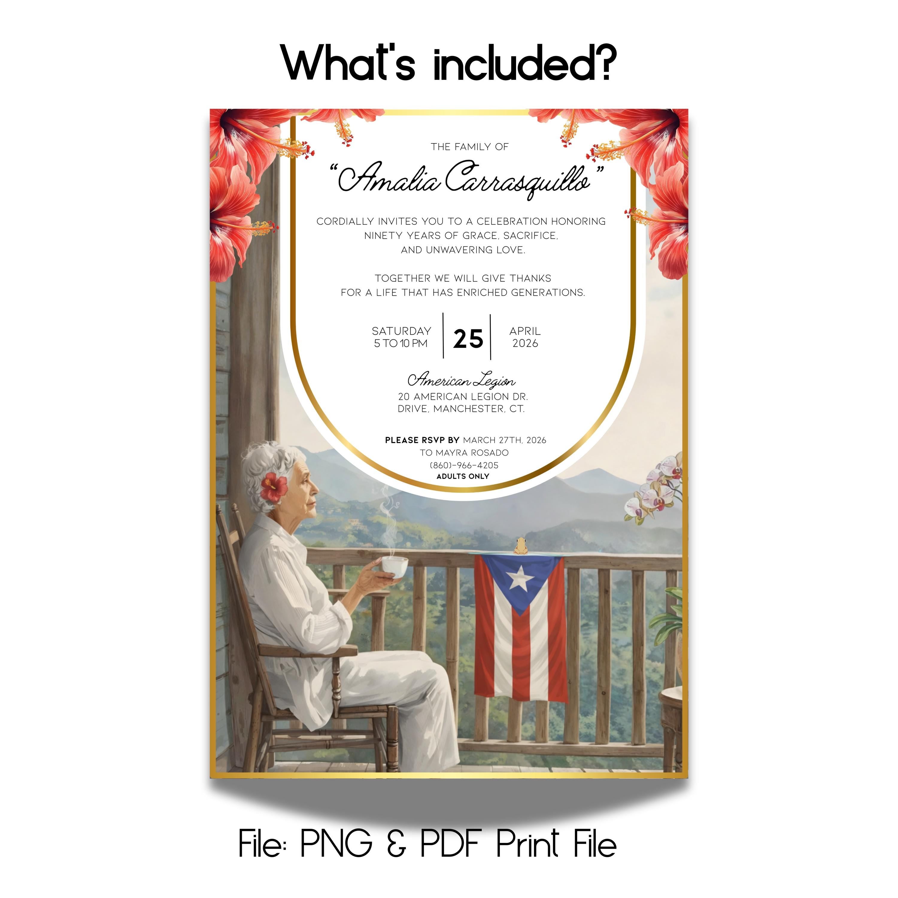 Abuelita Birthday Invitation  Digital Download | Puerto Rican Inspired Invite | Printable PDF & PNG
