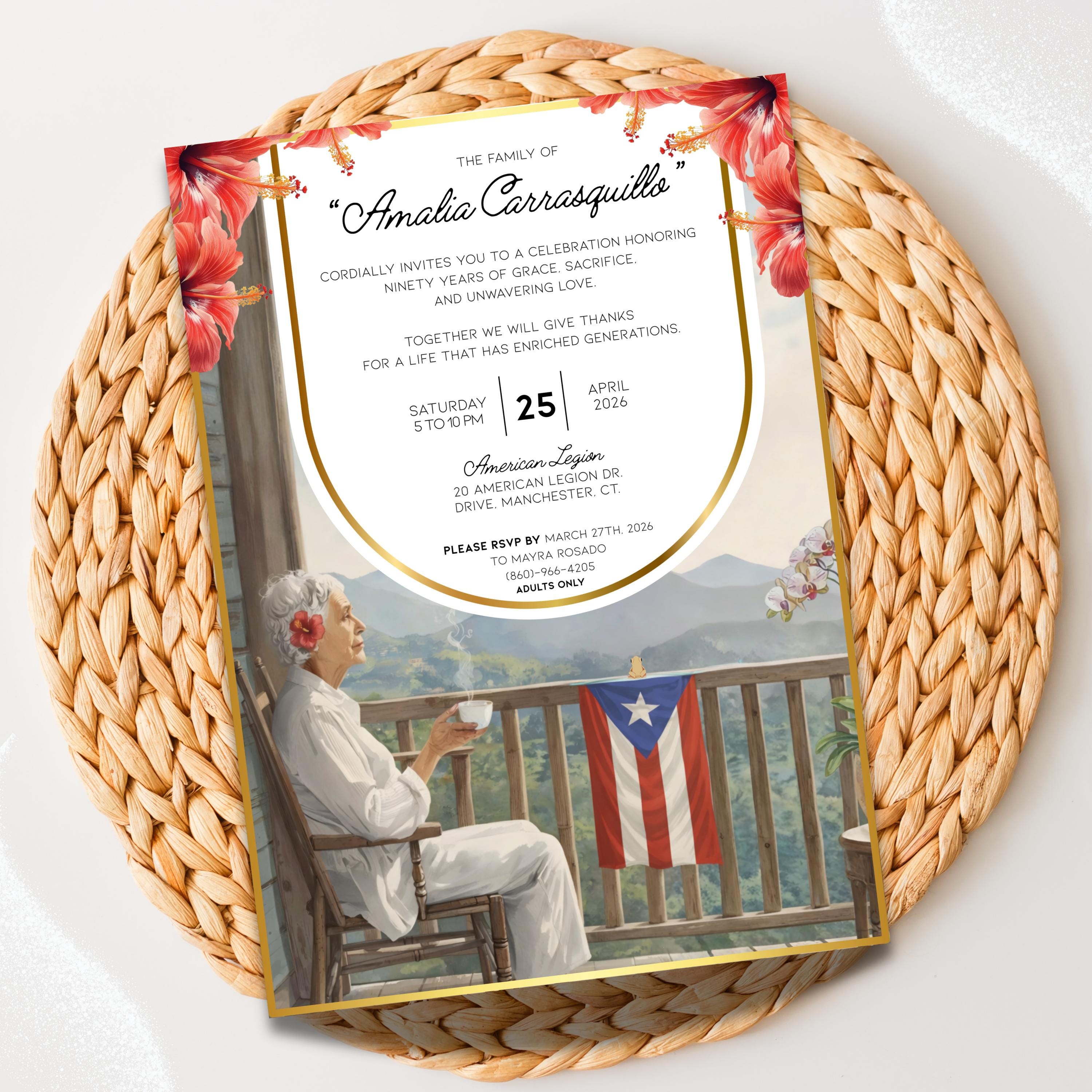 Abuelita Birthday Invitation  Digital Download | Puerto Rican Inspired Invite | Printable PDF & PNG