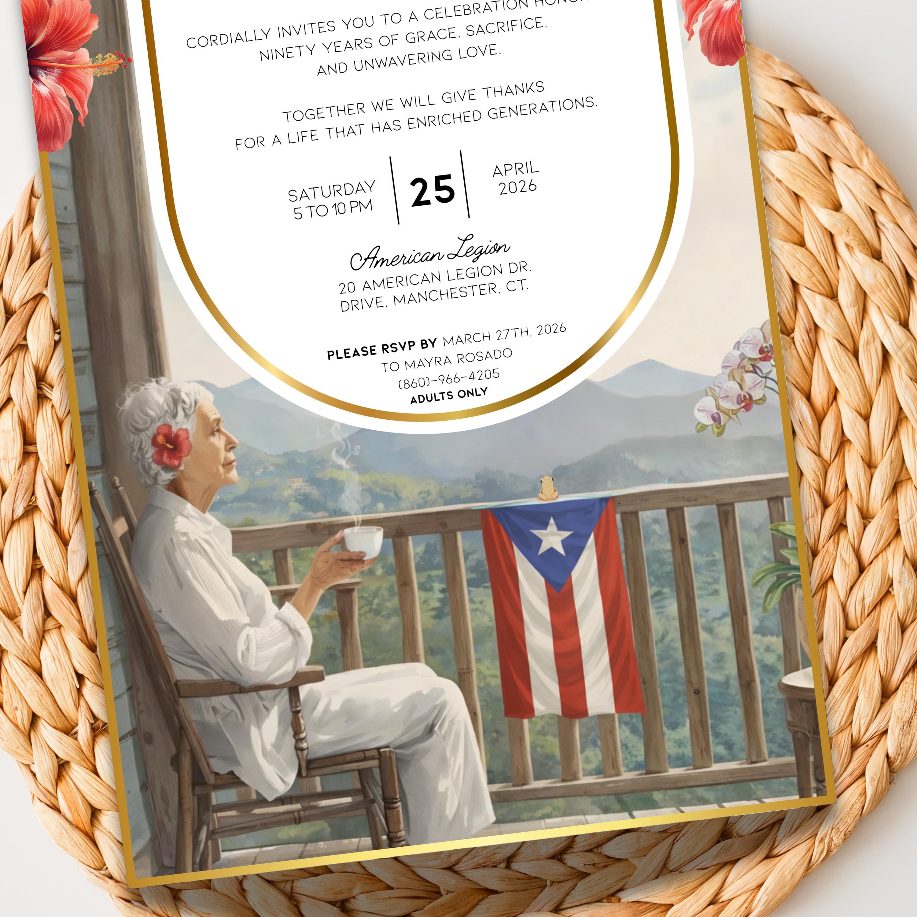 Abuelita Birthday Invitation  Digital Download | Puerto Rican Inspired Invite | Printable PDF & PNG