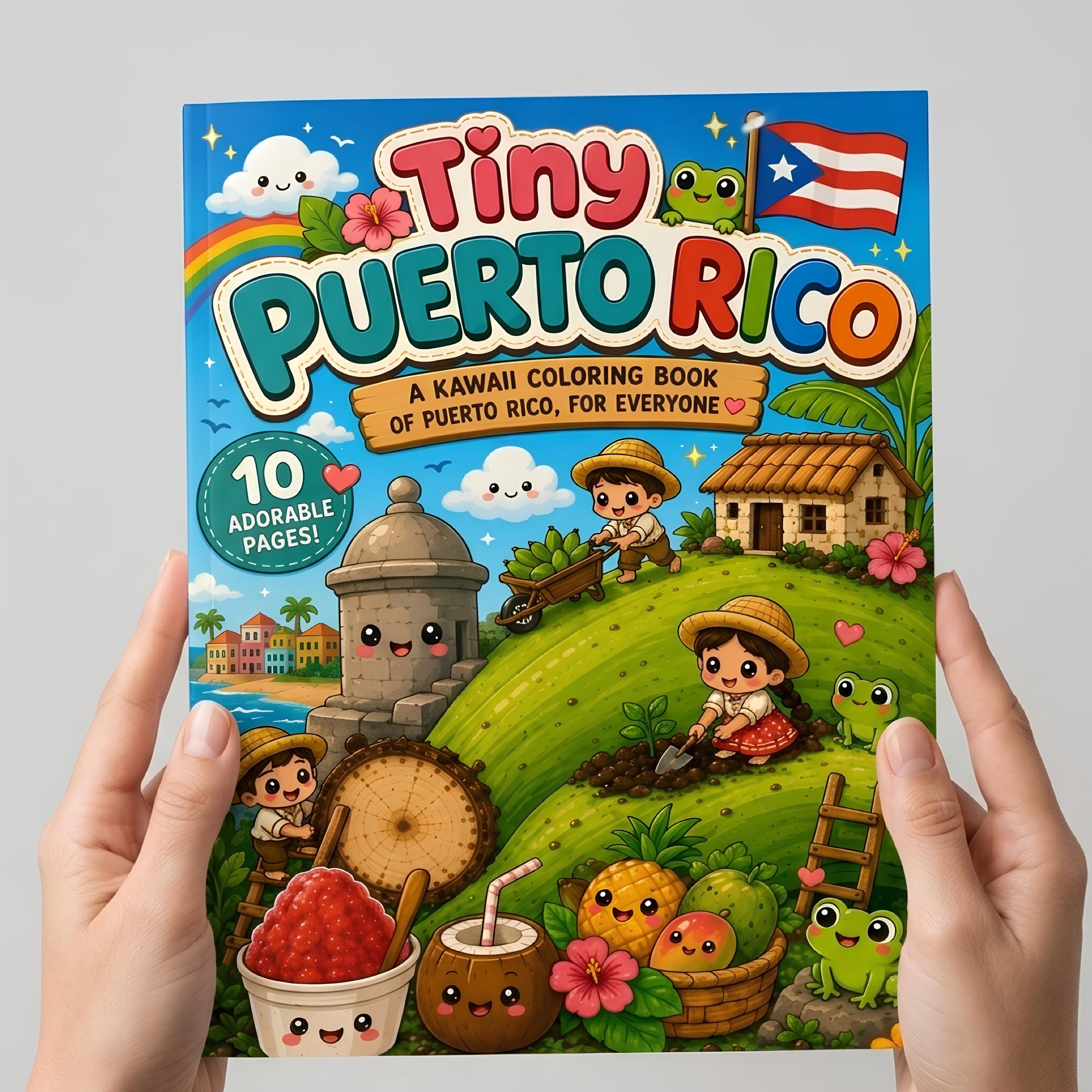 Tiny Puerto Rico Kawaii Coloring Book | 10 Pages (Digital Download)